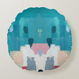 Abstract oil painting, colourful texture. round pillow