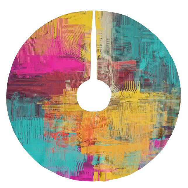 Abstract oil painting, expressive background. brushed polyester tree skirt (Front)