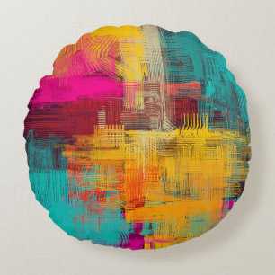 Abstract oil painting, expressive background. round pillow