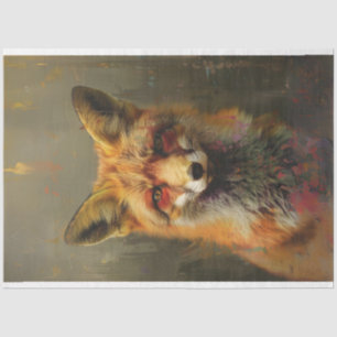 Abstract oil painting fox decoupage tissue paper