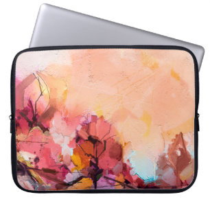Abstract oil painting landscape. Colourful blue pu Laptop Sleeve