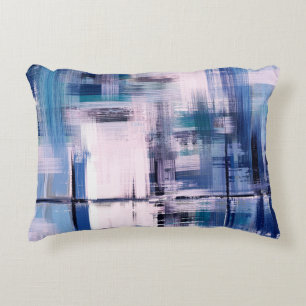 Abstract oil painting on canvas, hand drawn artwor accent pillow