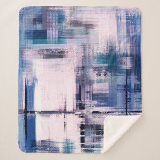 Abstract oil painting on canvas, hand drawn artwor sherpa blanket