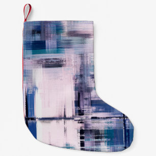 Abstract oil painting on canvas, hand drawn artwor small christmas stocking