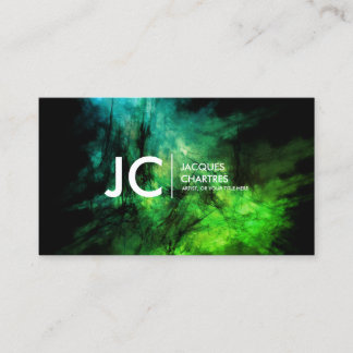 Abstract Oil Painting Professional Monogram Green Business Card