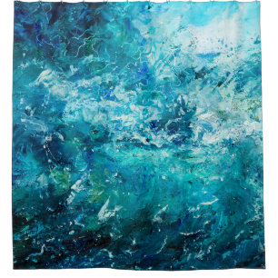 abstract oil painting showing waves in ocean or s