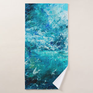 abstract oil painting showing waves in ocean or s bath towel