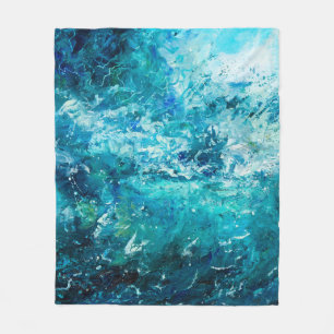 abstract oil painting showing waves in ocean or s fleece blanket