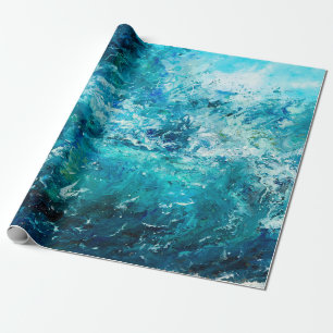  abstract oil painting showing waves in ocean or s wrapping paper