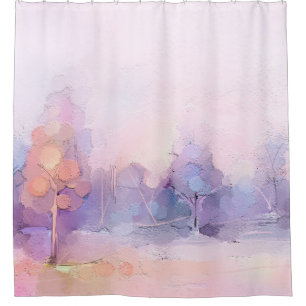 Abstract oil painting winter forest landscape. Sem