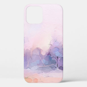 Abstract oil painting winter forest landscape. Sem iPhone 12 Case