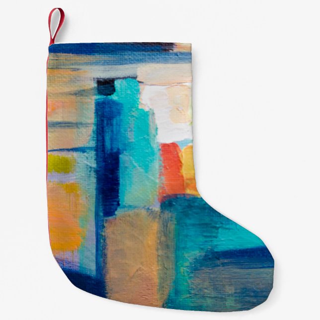 Abstract Oil-Texture Artistry Small Christmas Stocking (Front)