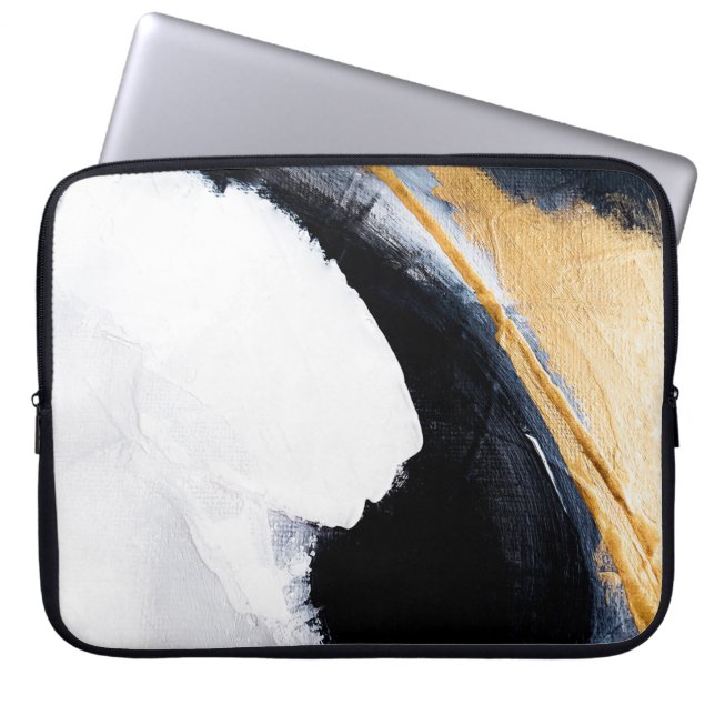 Abstract oil texture background. Abstract art gold Laptop Sleeve (Front)