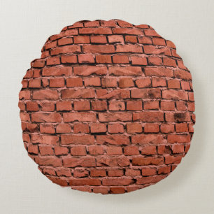 Abstract Old Vintage Cracked Bumpy Rough Brick Wal Round Pillow