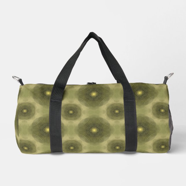 Abstract Olive Green Flower Seamless Pattern Duffle Bag (Front)