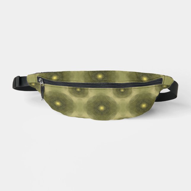 Abstract Olive Green Flower Seamless Pattern Fanny Pack (Front)