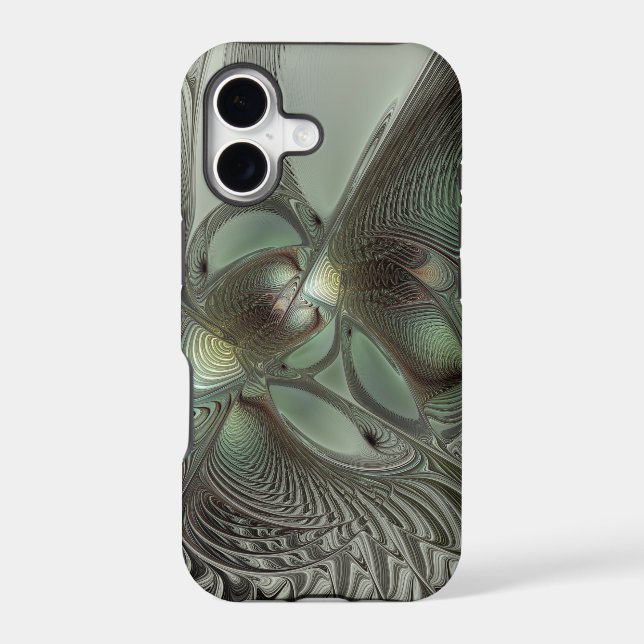 Abstract Olive Sage Green Gray Fractal Art Fantasy (Back)