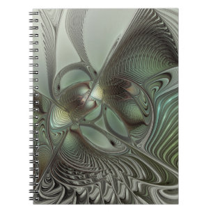 Abstract Olive Sage Green Gray Fractal Art Fantasy Notebook