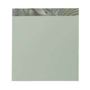 Abstract Olive Sage Green Gray Fractal Art Fantasy Notepad