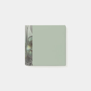 Abstract Olive Sage Green Gray Fractal Art Fantasy Post-it Notes