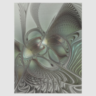 Abstract Olive Sage Green Gray Fractal Art Fantasy Tissue Paper