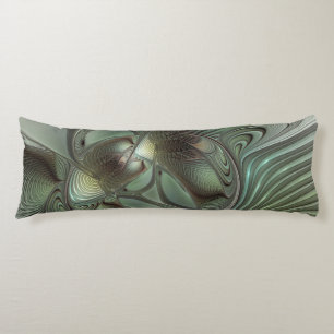 Abstract Olive Sage Green Grey Fractal Art Fantasy Body Pillow