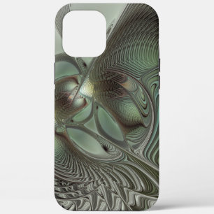 Abstract Olive Sage Green Grey Fractal Art Fantasy iPhone 12 Pro Max Case