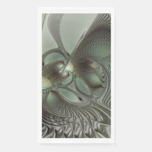 Abstract Olive Sage Green Grey Fractal Art Fantasy Napkin