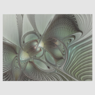Abstract Olive Sage Green Grey Fractal Art Fantasy Tissue Paper