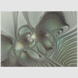 Abstract Olive Sage Green Grey Fractal Art Fantasy Tissue Paper