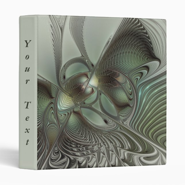 Abstract Olive Sage Green Grey Fractal Art Text Binder (Front/Spine)