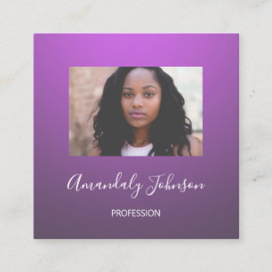 Abstract OMBRÉ Pink Ombré Custom Photo Purple Square Business Card
