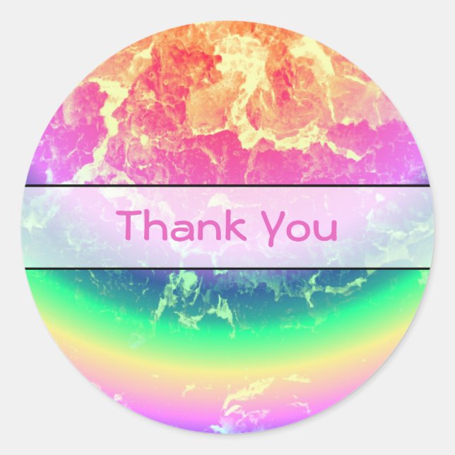 Abstract - On Fire with Rainbow Colours Thank You Classic Round Sticker (Front)
