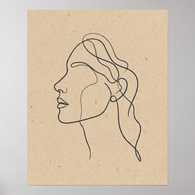 Abstract One Line Face Drawing Boho Minimalist  Poster (Front)