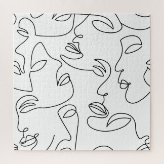 Abstract One Line Face Pattern Jigsaw Puzzle