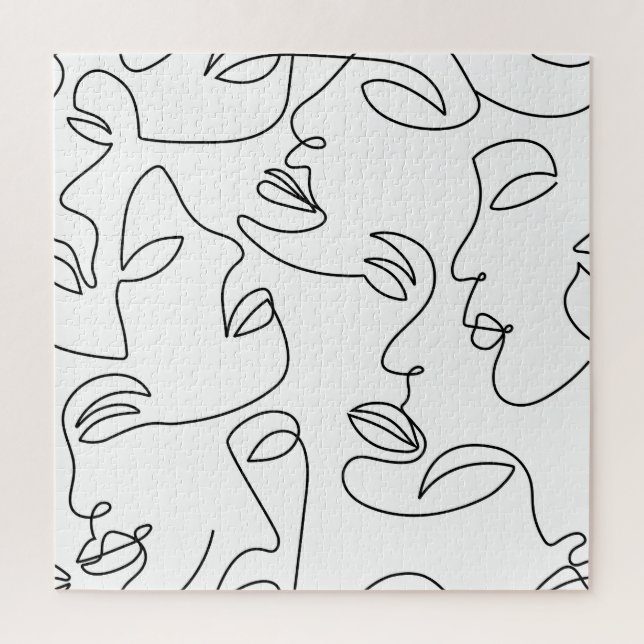 Abstract One Line Face Pattern Jigsaw Puzzle (Vertical)