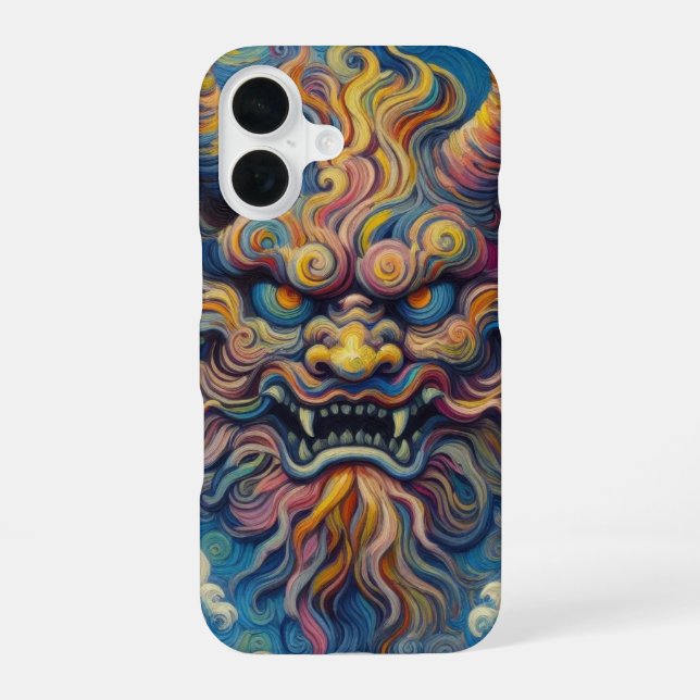 Abstract Oni demon clouds Van Gogh styled  iPhone 16 Case (Back)
