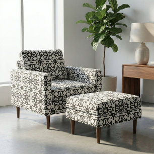 Abstract Op Art Black and White Geometric Pattern Fabric