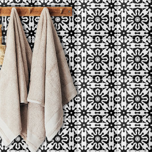 Abstract Op Art Black and White Geometric Pattern Tile