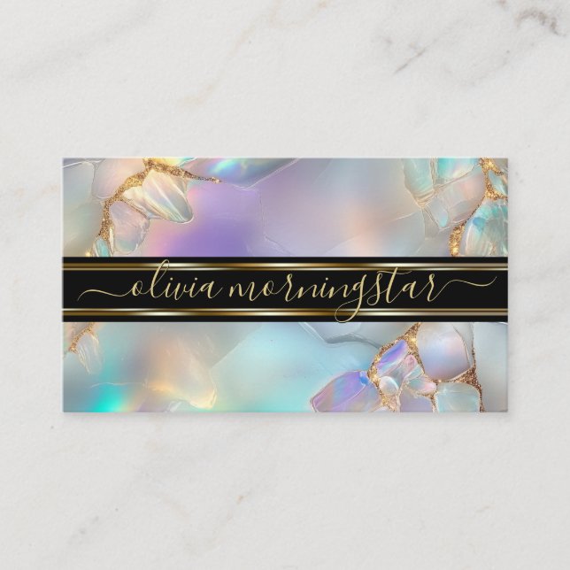 Abstract Opal Crystal Watercolor Business Card (Front)