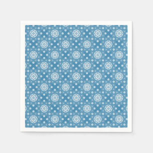 Abstract openwork floral pattern in light blue col napkin