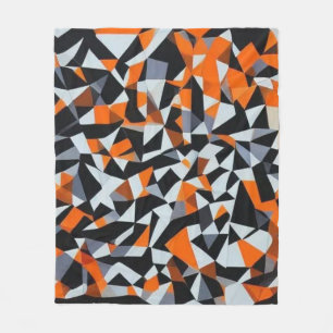 Abstract Orange and Black Geometric Art Fleece Blanket