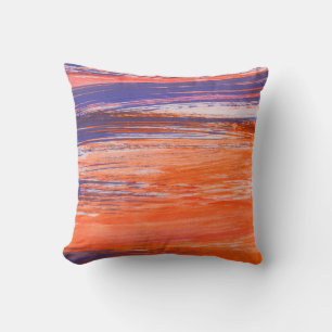 Abstract orange and blue background from watercolo throw pillow