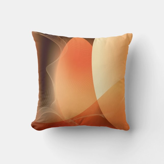 Abstract Orange and Brown Pattern Throw Pillow (Front)