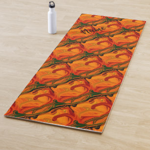 Abstract Orange And Brown Shapes Personalized Yoga Mat