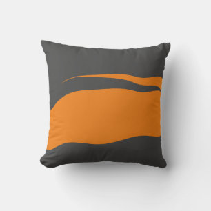 Abstract Orange and Dark Grey Wavy Throw Pillow