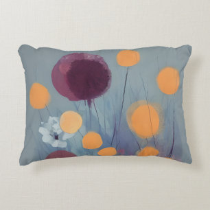 Abstract orange and pink flowers accent pillow