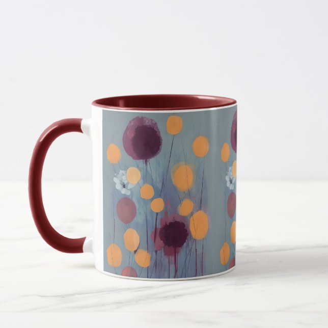 Abstract orange and pink flowers mug (Left)