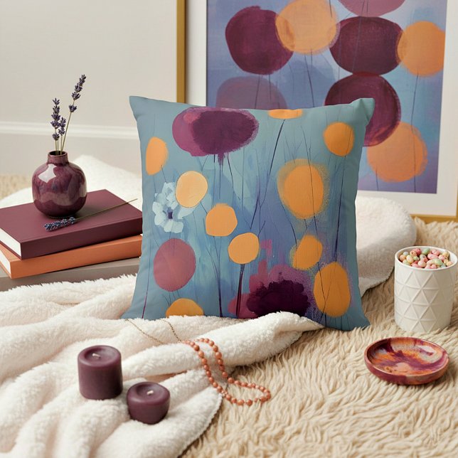 Abstract orange and pink flowers  throw pillow (Creator Uploaded)