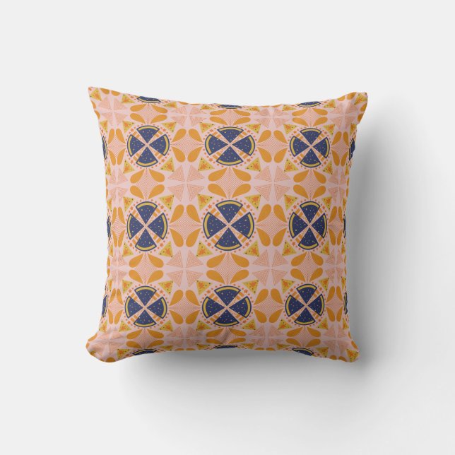Abstract orange and pink geometric pattern throw pillow (Front)